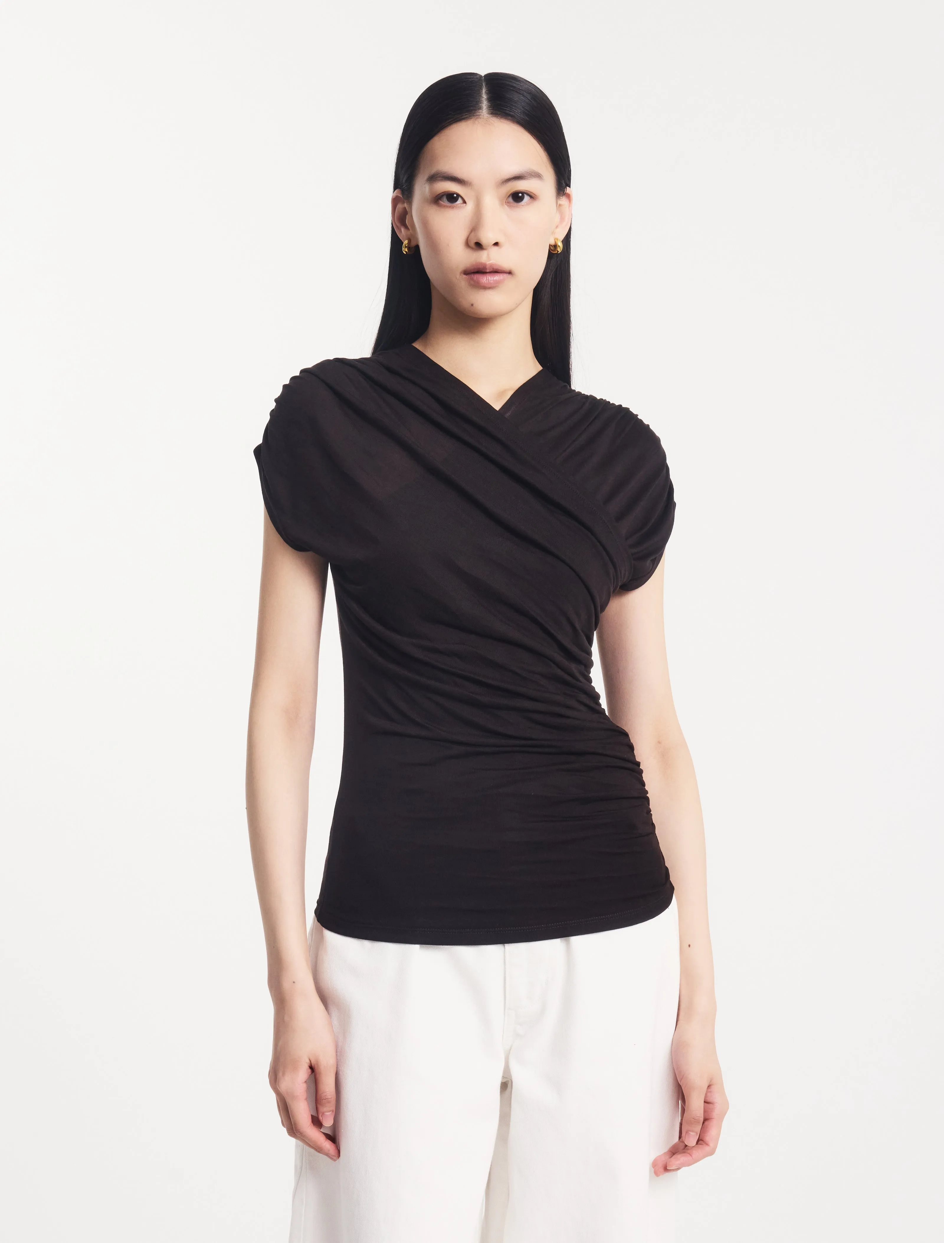 Indie Wrap Top in Bitter Chocolate sold by Ninety Percent product image thumbnail 2