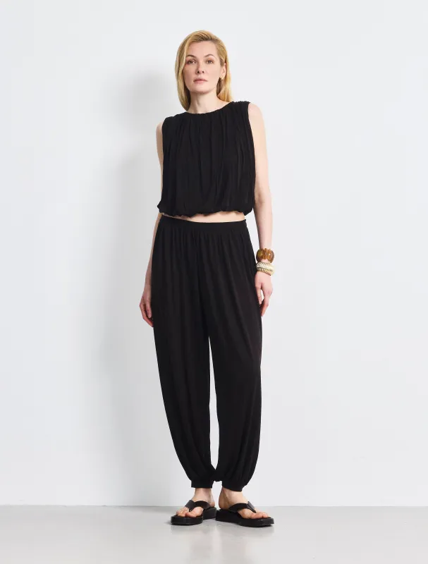 Ina Harem Trouser Jersey In Bitter Chocolate made by Ninety Percent