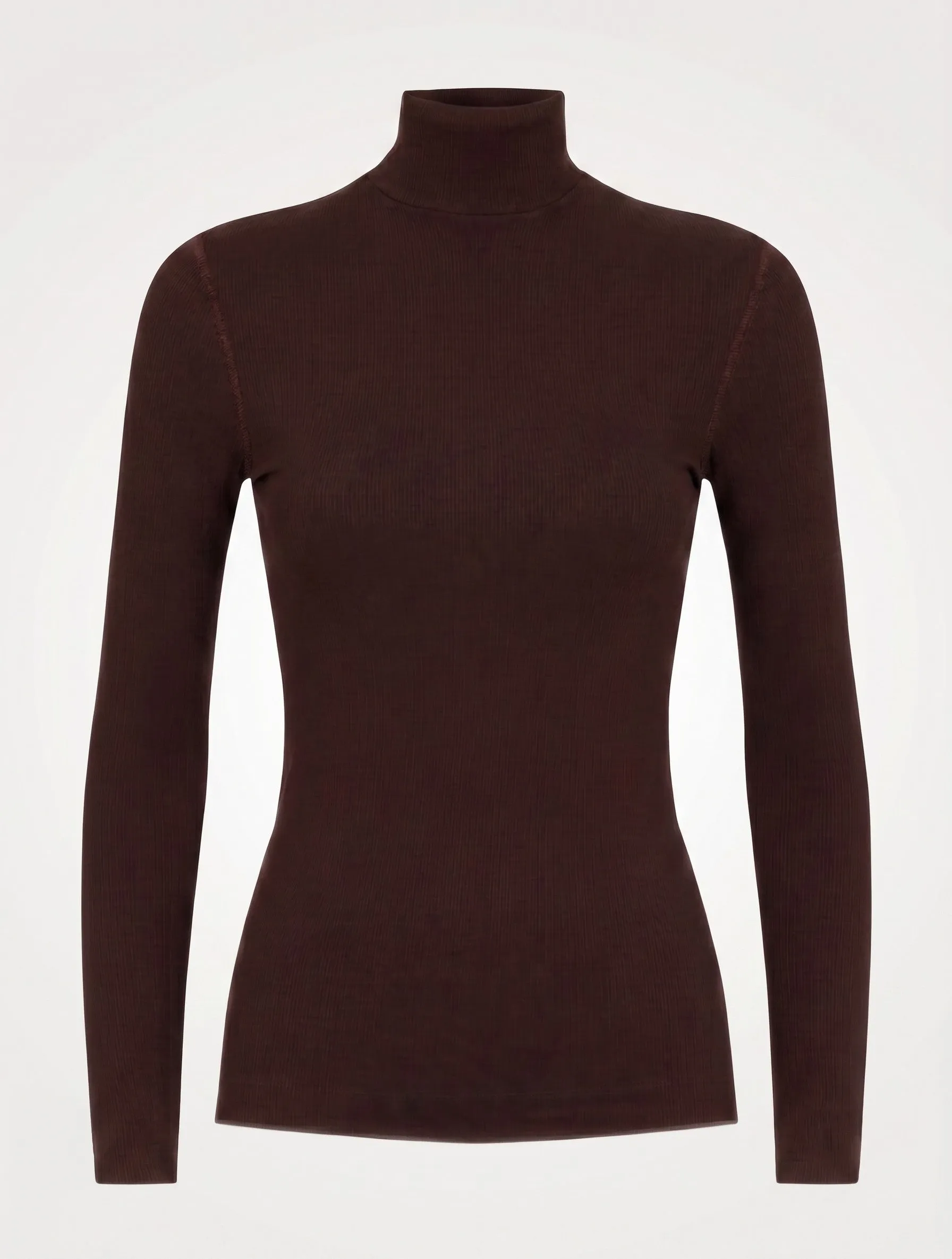 Classic Rib High Neck Top in Bitter Chocolate sold by Ninety Percent product image thumbnail 3