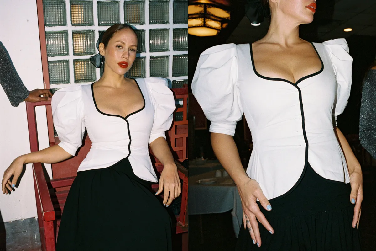 Audrey Contrast Top - White/Black sold by Gil Rodriguez