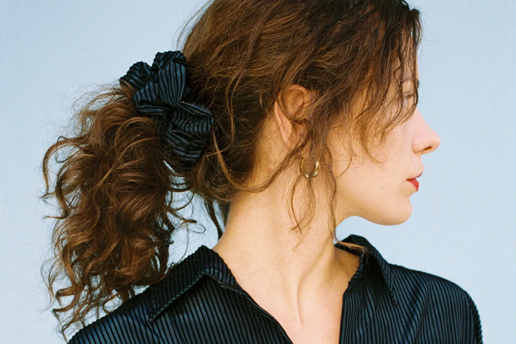 Flocked Stripe Scrunchie - Navy/Black sold by Gil Rodriguez