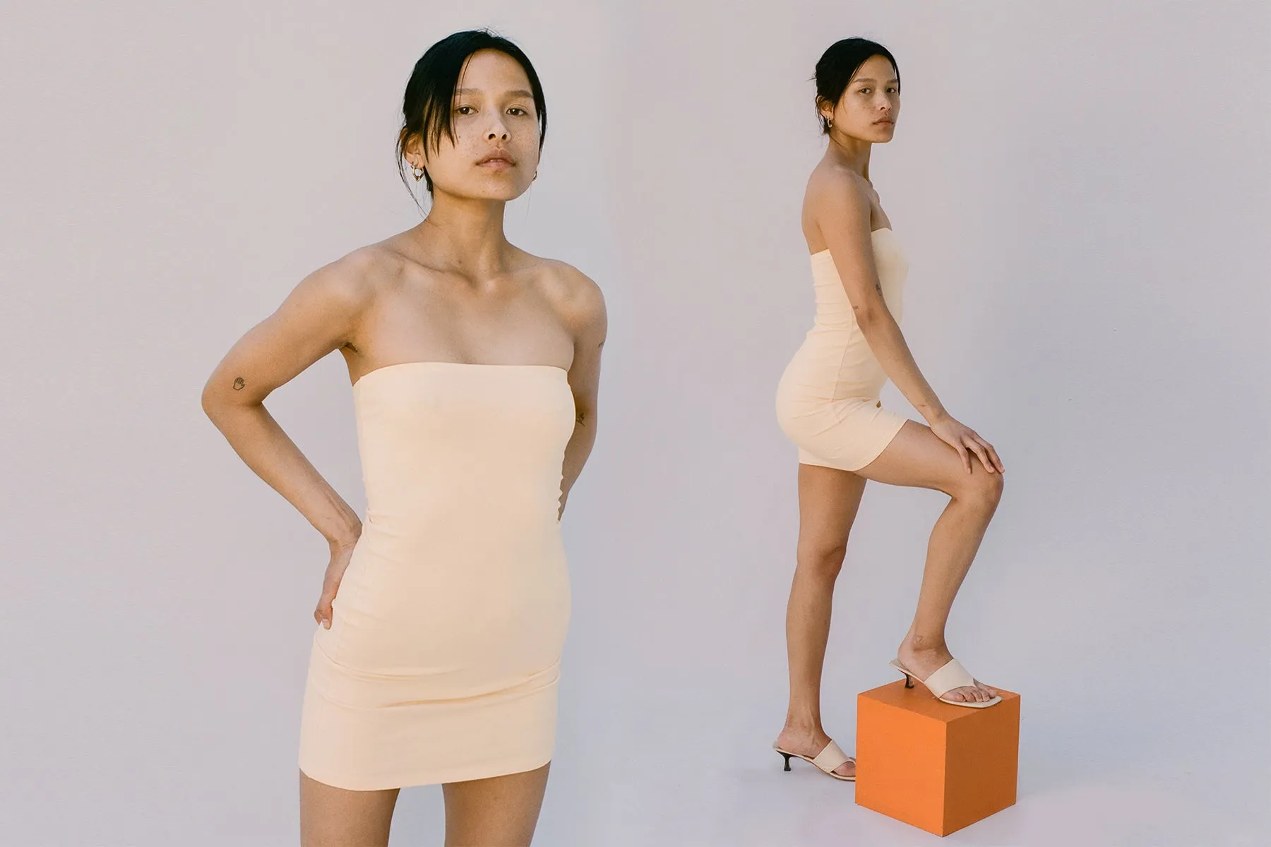 The Tube Convertible Mini Dress - Palest Peach sold by Gil Rodriguez