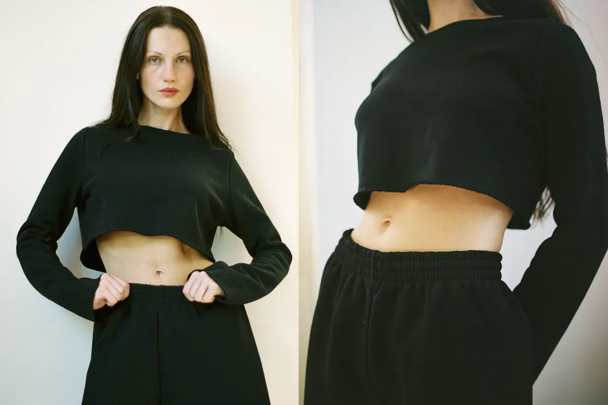 Joanna Crop Sweatshirt - Black sold by Gil Rodriguez