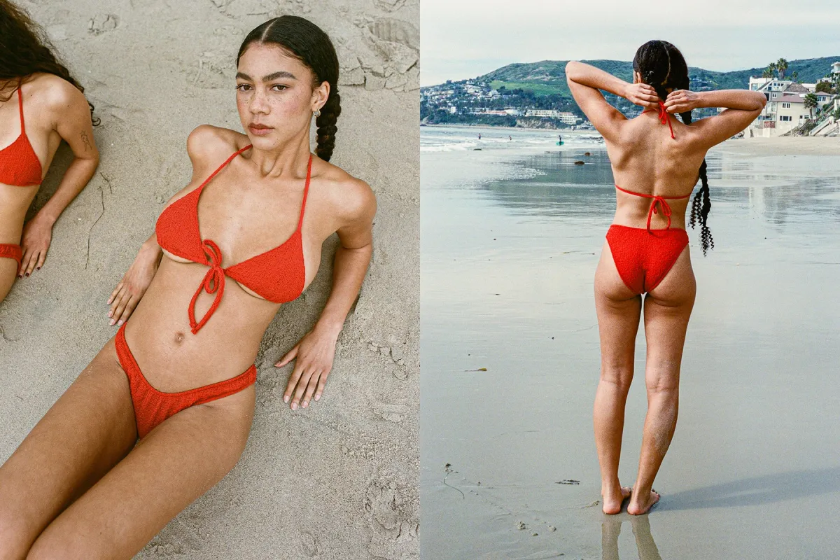 Lilah Crinkle Bikini Bottom - Tomate sold by Gil Rodriguez