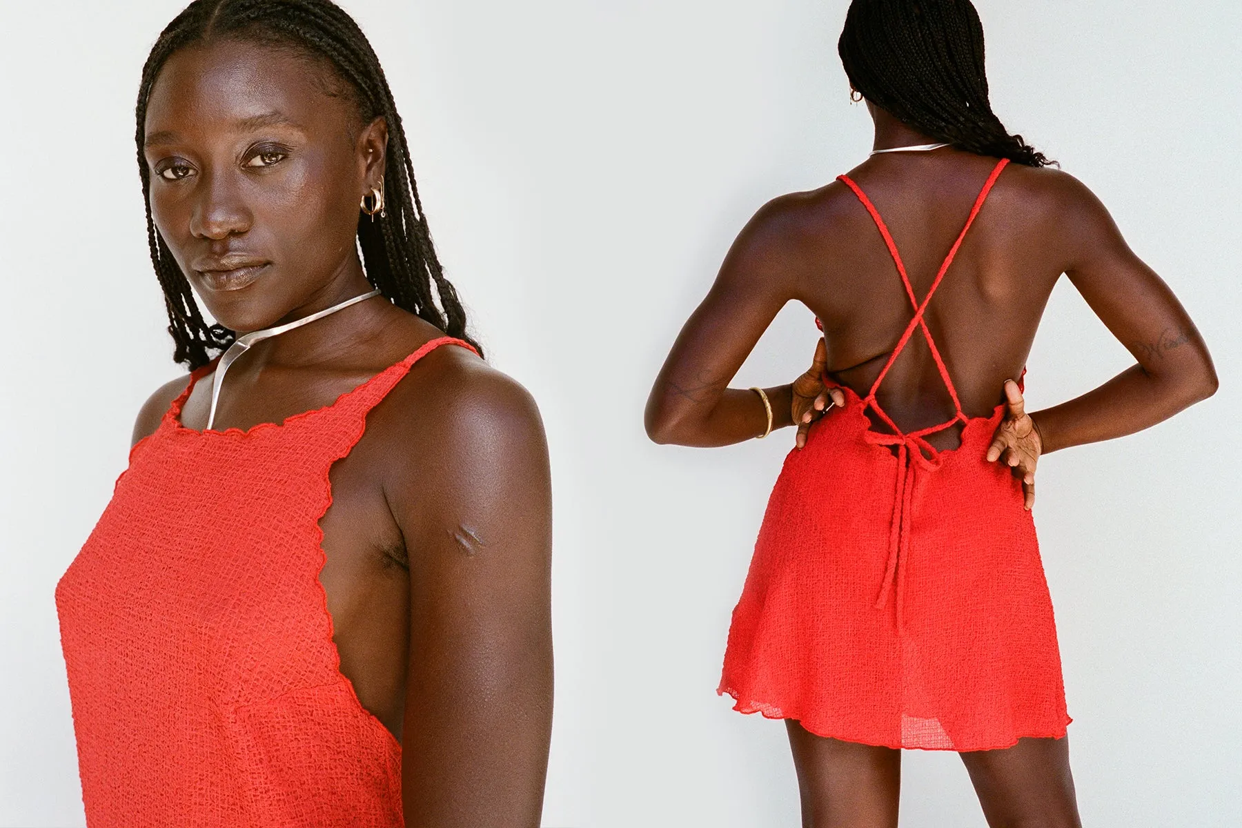Crinkle Crossback Dress - Tomate sold by Gil Rodriguez product image thumbnail 2