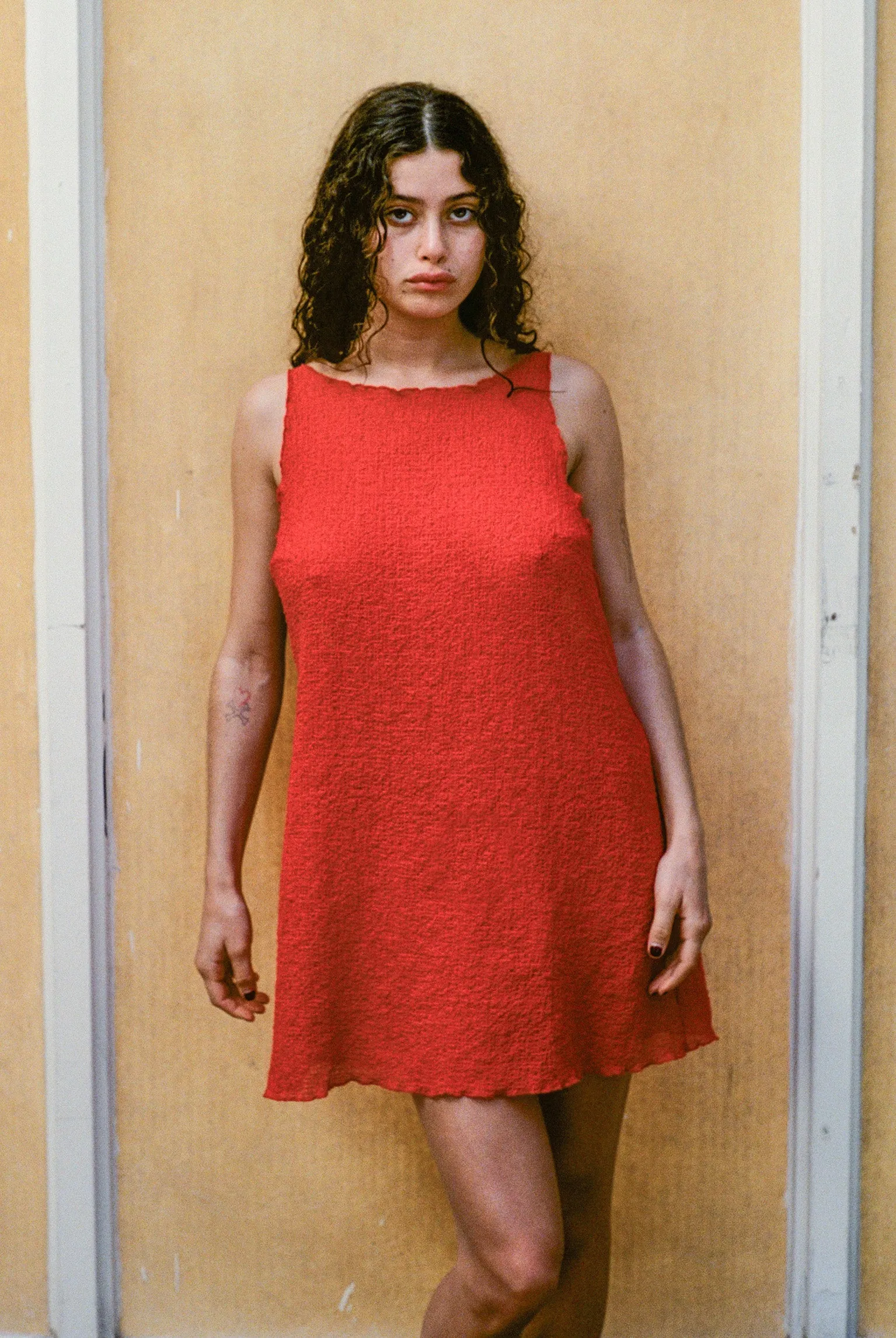 Crinkle Crossback Dress - Tomate sold by Gil Rodriguez product image thumbnail 5
