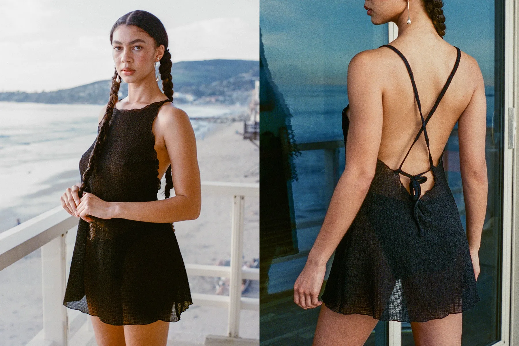 Crinkle Crossback Dress - Black sold by Gil Rodriguez