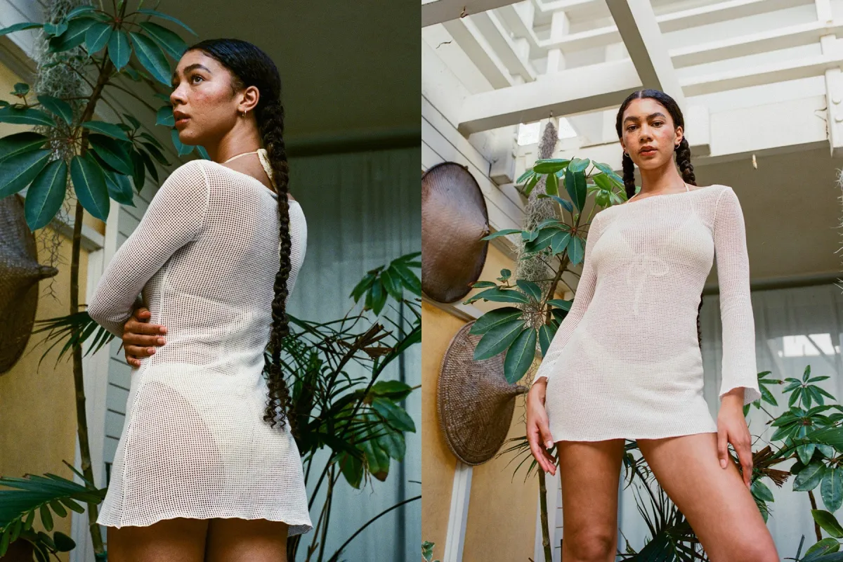 Elektra Grid Mesh Dress - White made by Gil Rodriguez