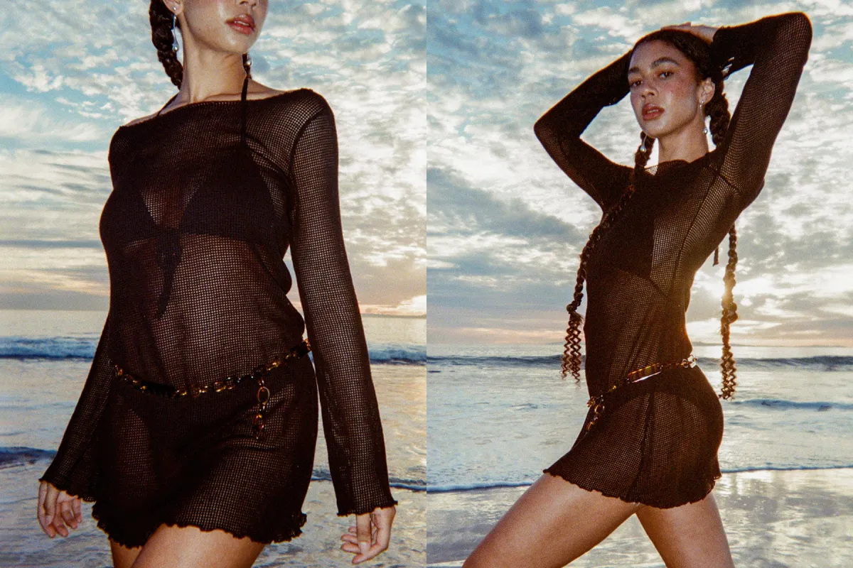 Elektra Grid Mesh Dress - Black made by Gil Rodriguez