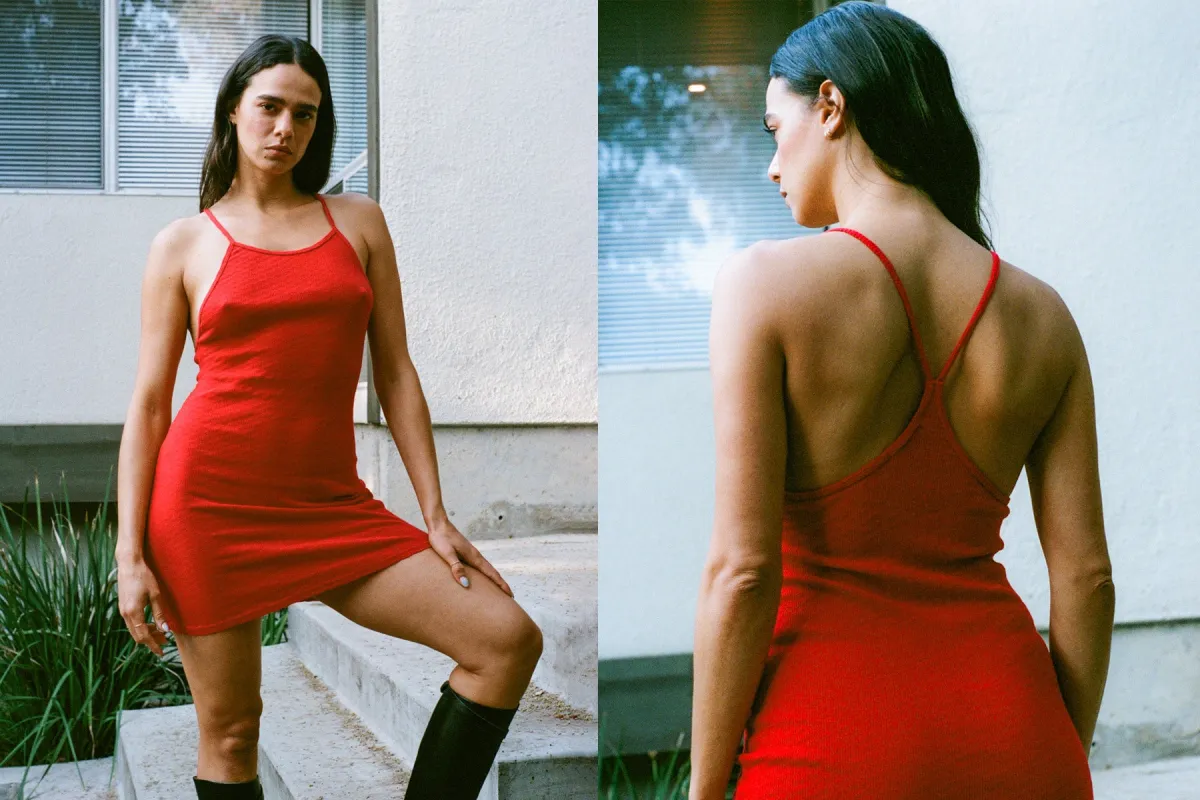 Pointelle Miro Mini Dress - Tomate sold by Gil Rodriguez
