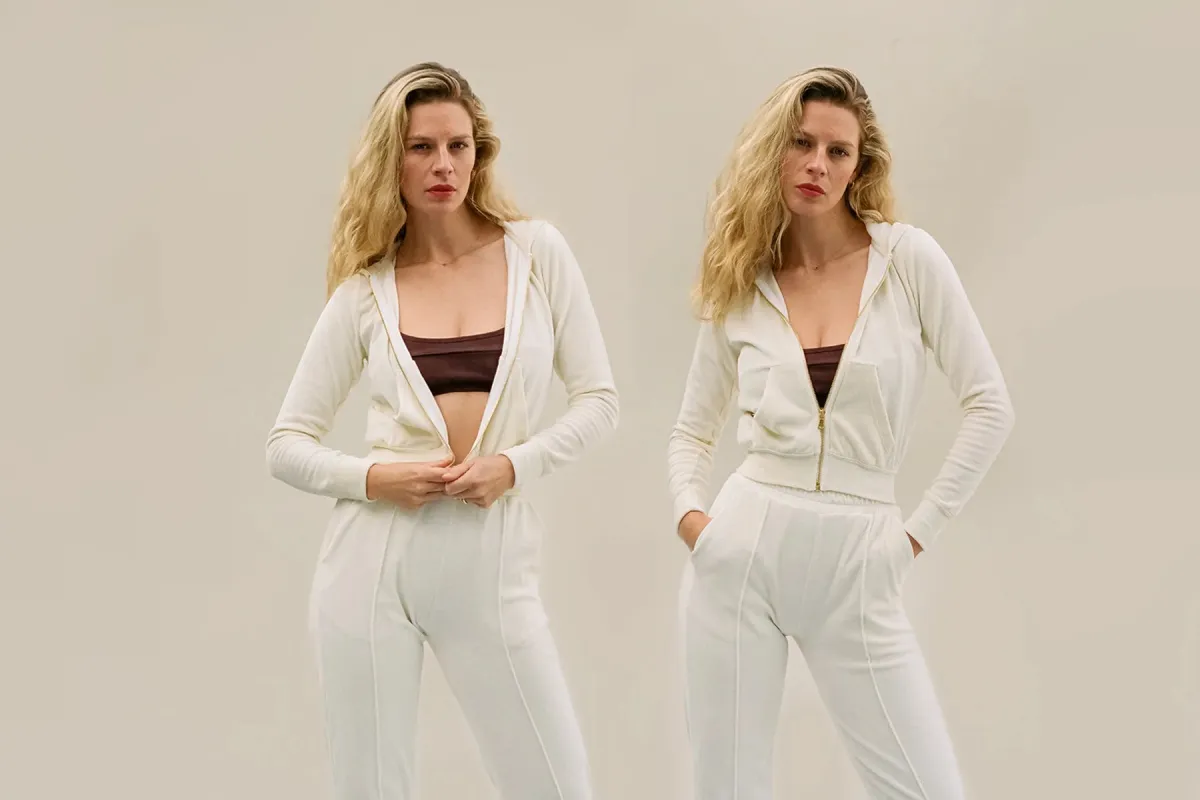 Velour Zip Up Crop Hoodie - Cream (2nd Quality) made by Gil Rodriguez