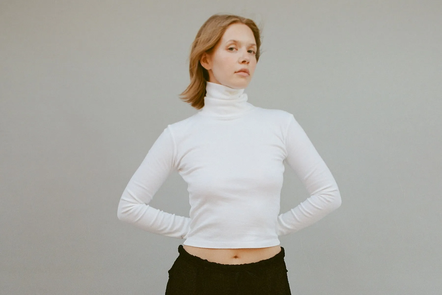 Turtleneck L/S Bellevue Tee - White (2nd Quality) sold by Gil Rodriguez product image thumbnail 2