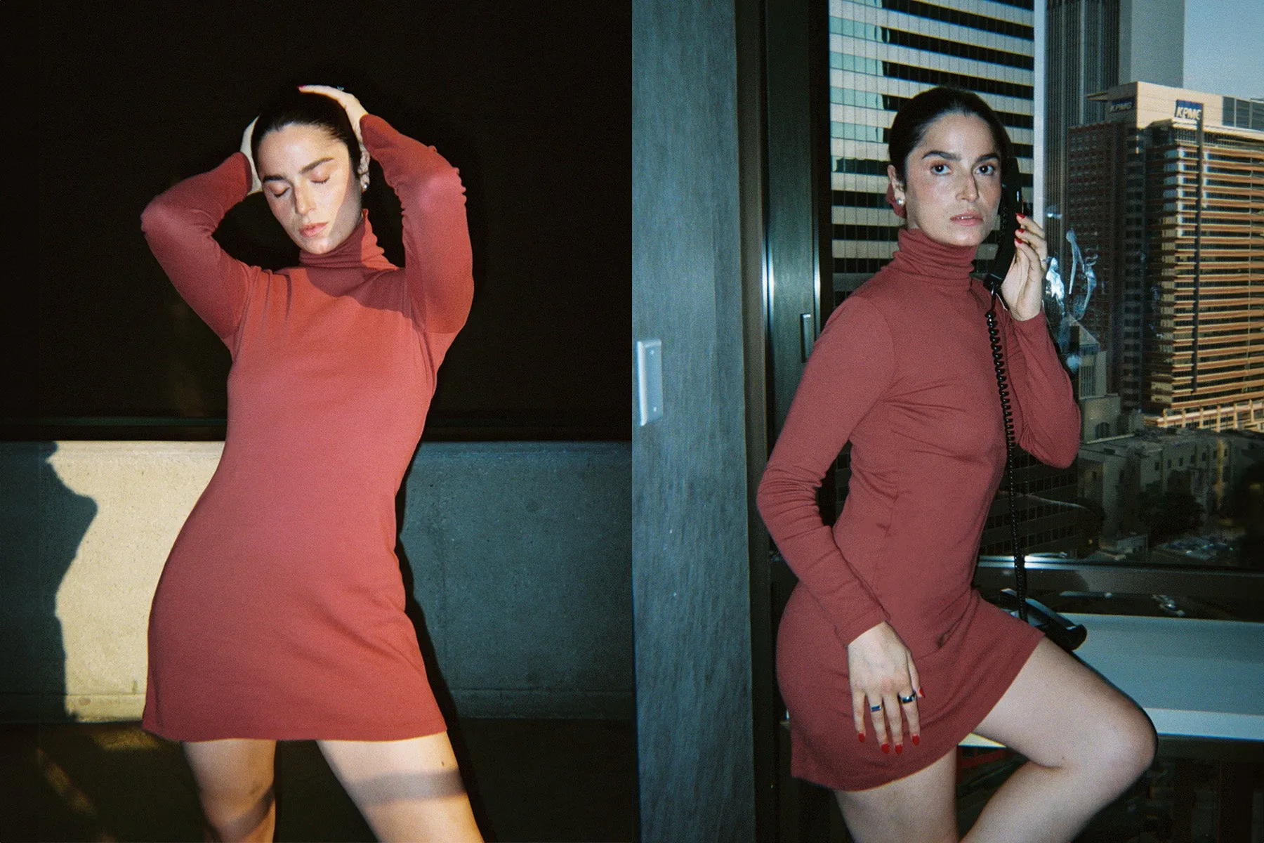 Turtleneck L/S Bellevue Mini Dress - Sangria sold by Gil Rodriguez product image thumbnail 2