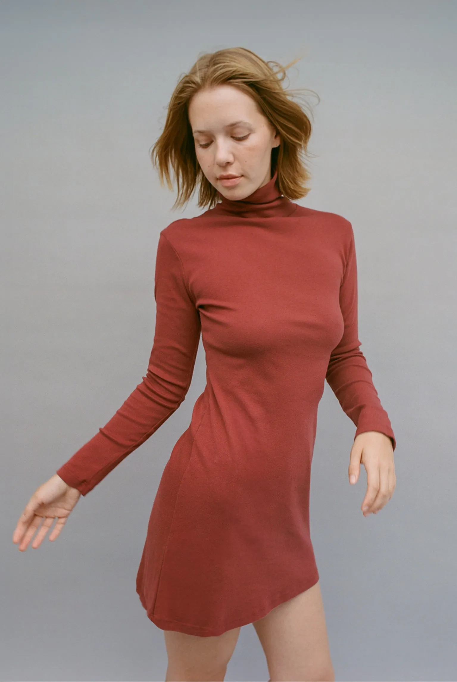 Turtleneck L/S Bellevue Mini Dress - Sangria sold by Gil Rodriguez product image thumbnail 3