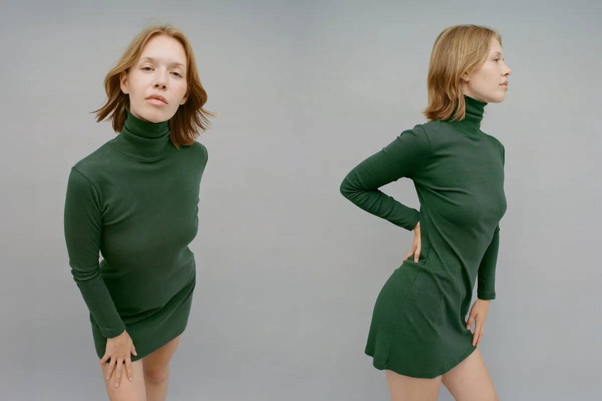 Turtleneck L/S Bellevue Mini Dress - Pine Grove sold by Gil Rodriguez