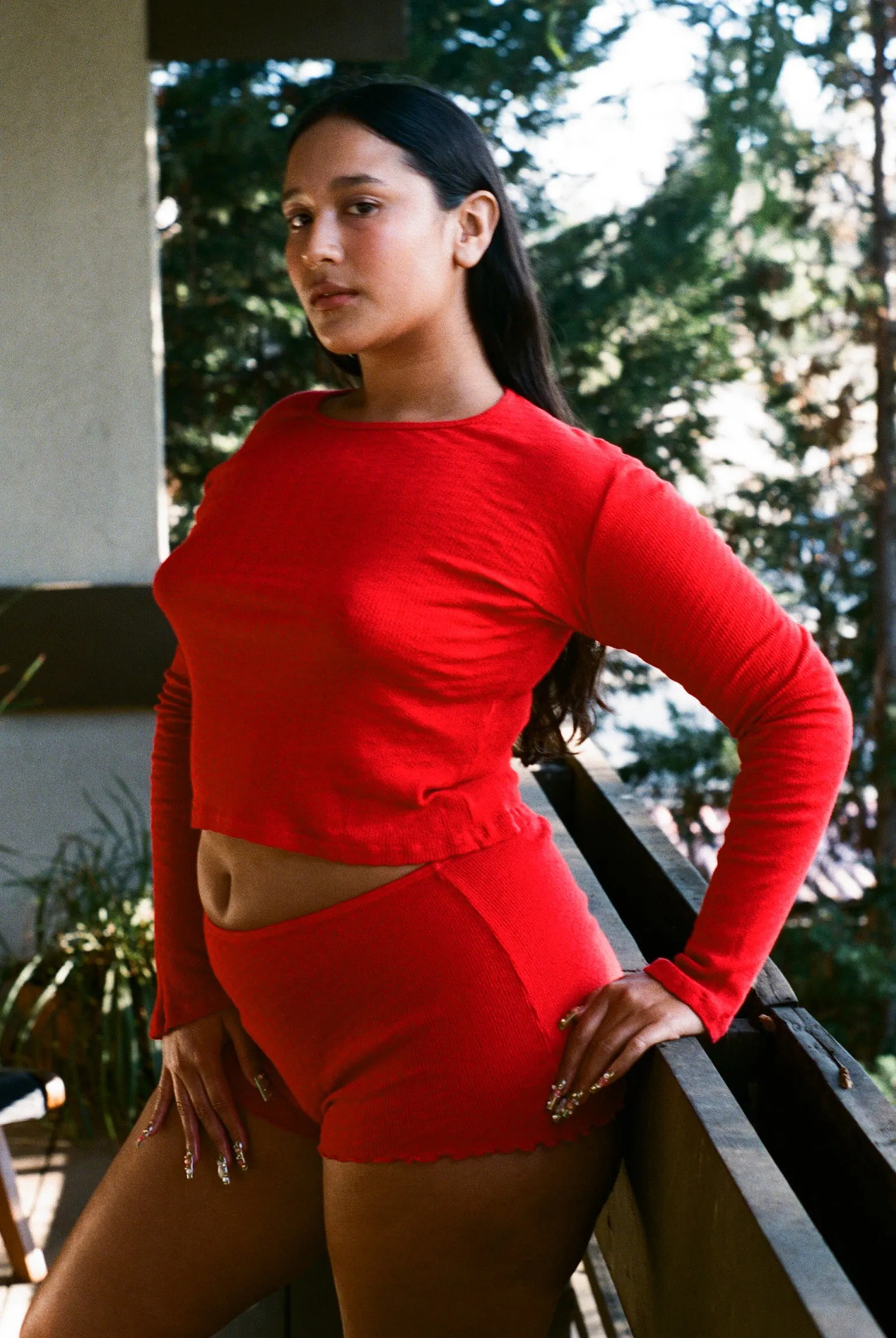 Pointelle Perla Long Sleeve Tee - Tomate sold by Gil Rodriguez product image thumbnail 4