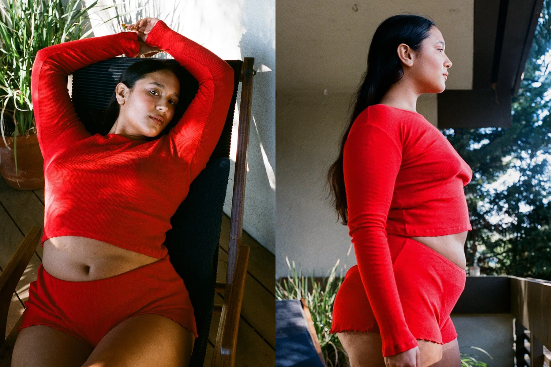 Pointelle Perla Long Sleeve Tee - Tomate sold by Gil Rodriguez