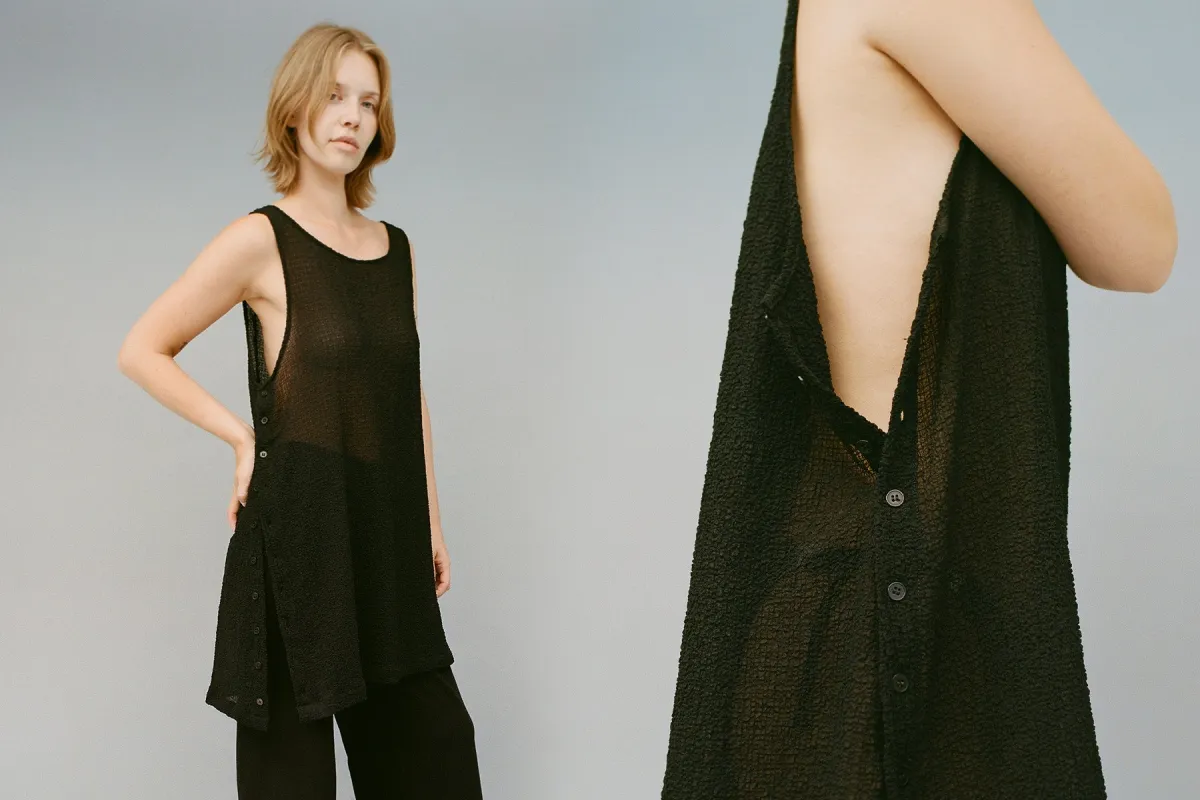 Edie Crinkle Shift Dress - Black made by Gil Rodriguez