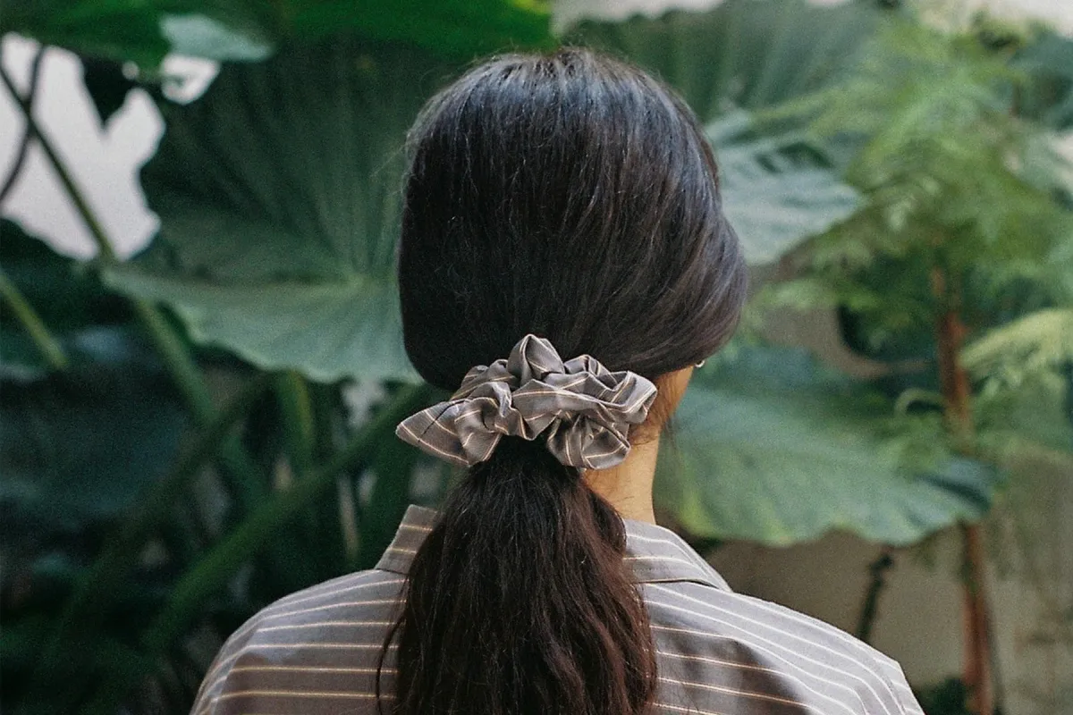 Stripe Poplin Scrunchie - Navy Stripe sold by Gil Rodriguez