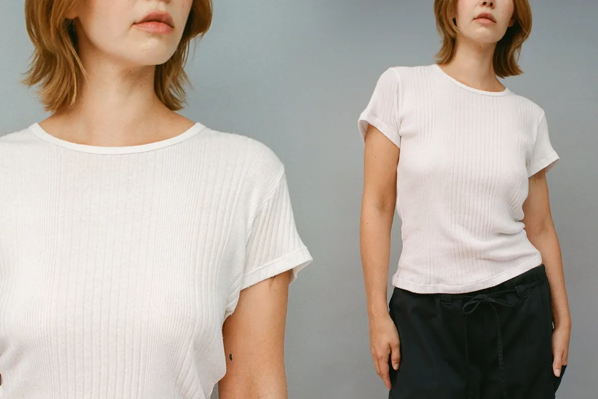 Variated Rib S/S Tee - White sold by Gil Rodriguez