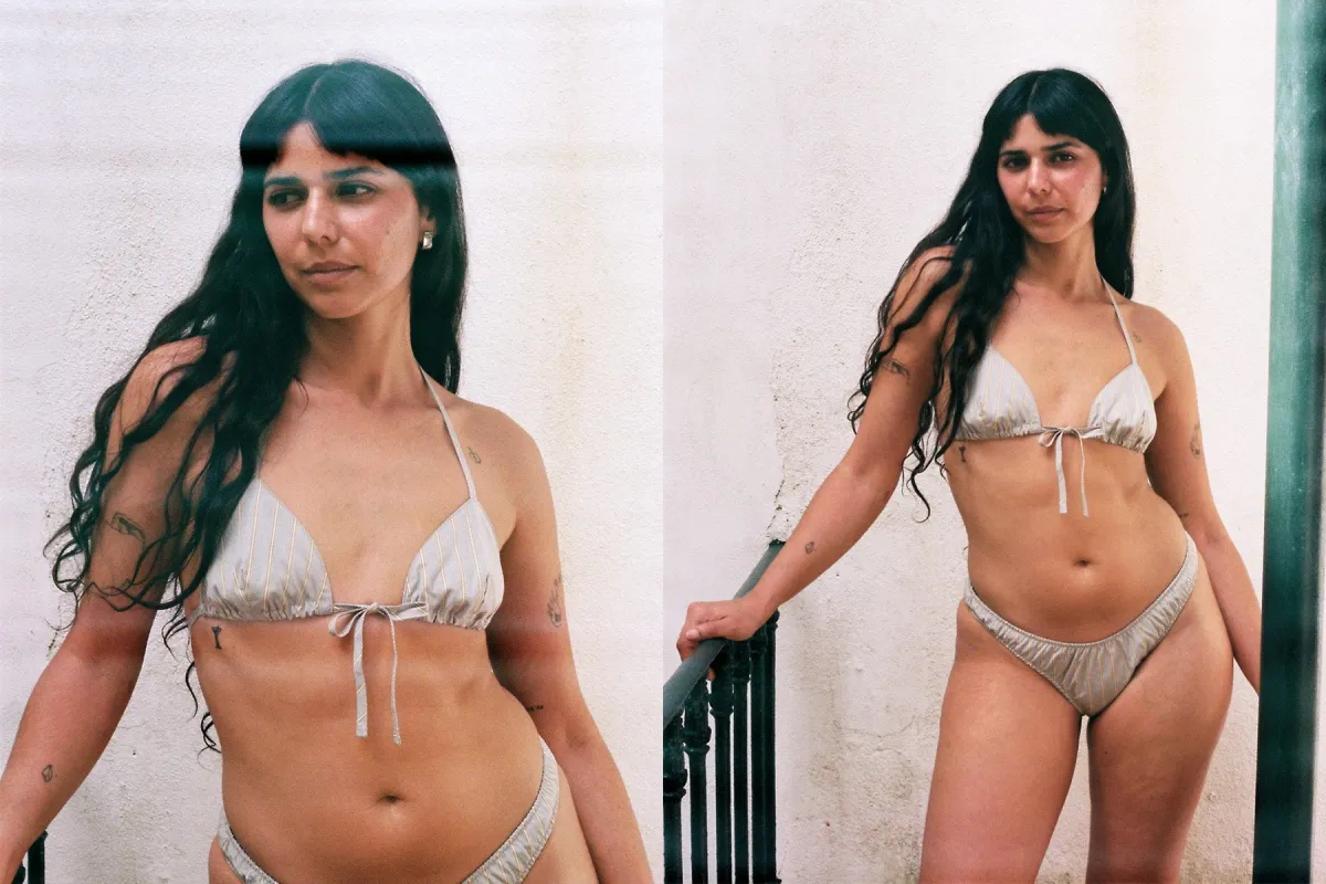 Lilah Striped Bikini Top - Grey Stripe made by Gil Rodriguez