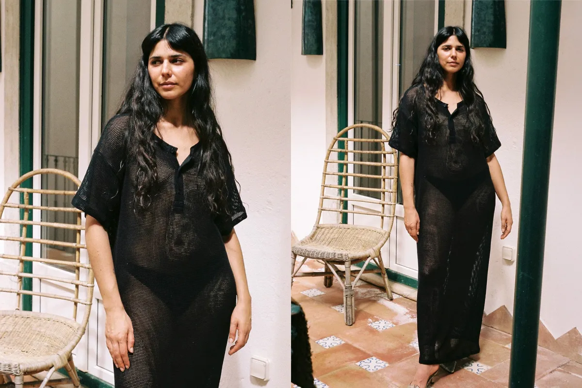 Grid Mesh Long Tunic - Black made by Gil Rodriguez