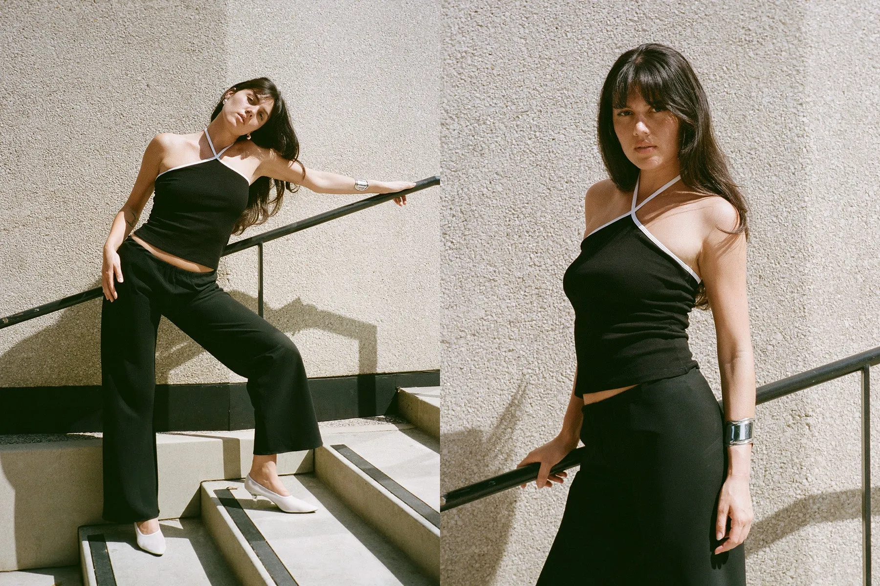 Julia Contrast Halter Top - Black/White sold by Gil Rodriguez