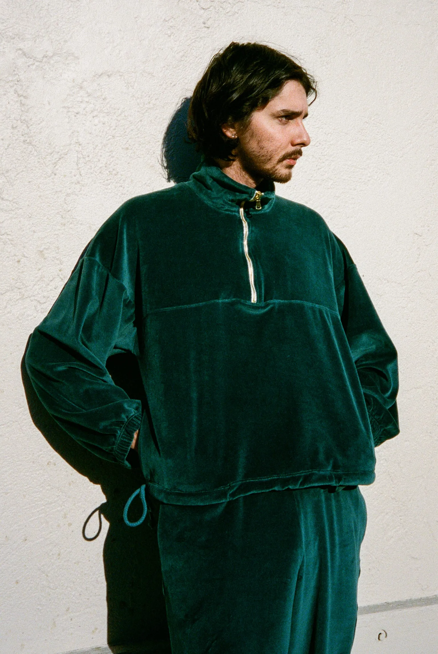 Velour Dion Half-Zip Sweatshirt - Pine (2nd Quality) sold by Gil Rodriguez product image thumbnail 3