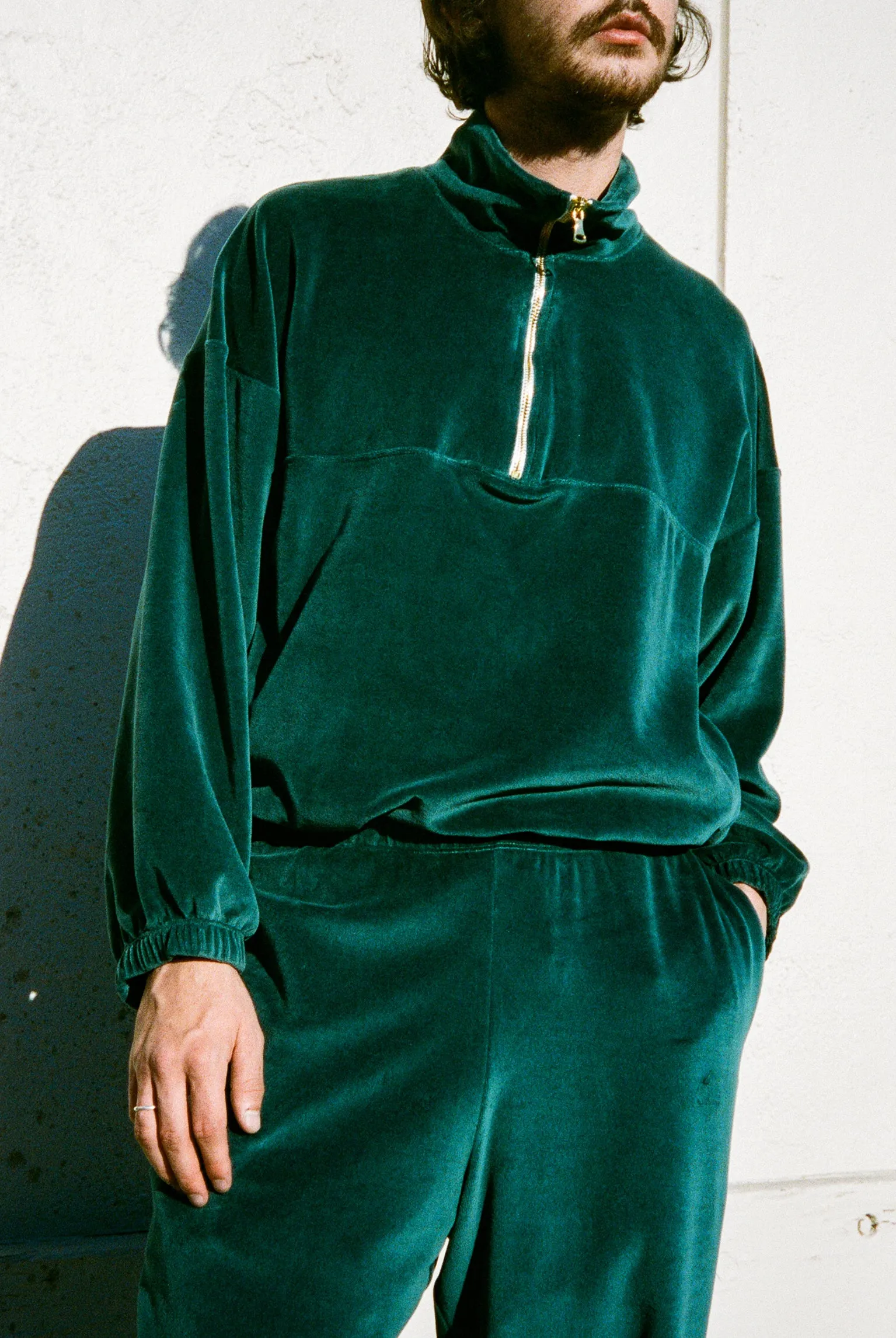 Velour Dion Half-Zip Sweatshirt - Pine (2nd Quality) sold by Gil Rodriguez product image thumbnail 5