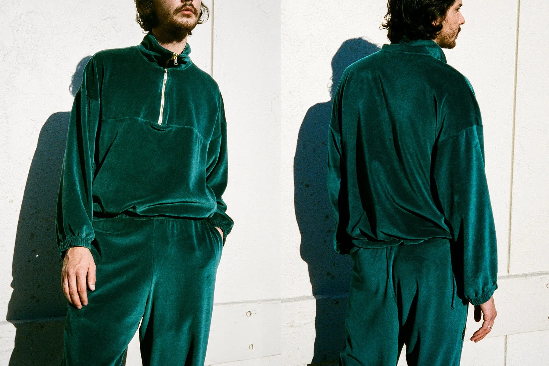 Velour Dion Half-Zip Sweatshirt - Pine (2nd Quality) sold by Gil Rodriguez product image thumbnail 2