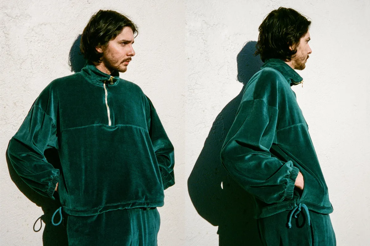 Velour Dion Half-Zip Sweatshirt - Pine (2nd Quality) made by Gil Rodriguez