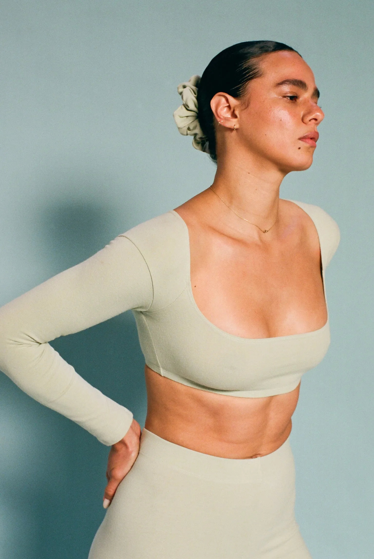 El Tigre Chiquito L/S Crop Top - White Sage sold by Gil Rodriguez product image thumbnail 4