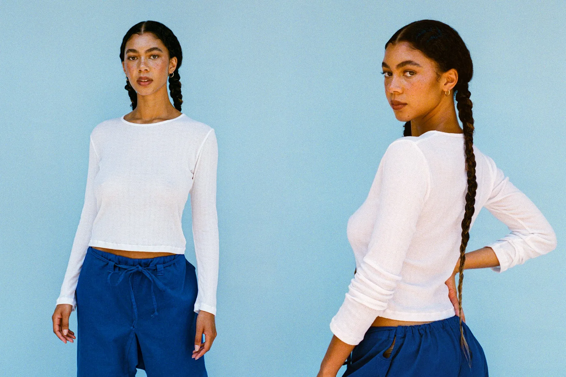 Pointelle Perla Long Sleeve Tee - White sold by Gil Rodriguez