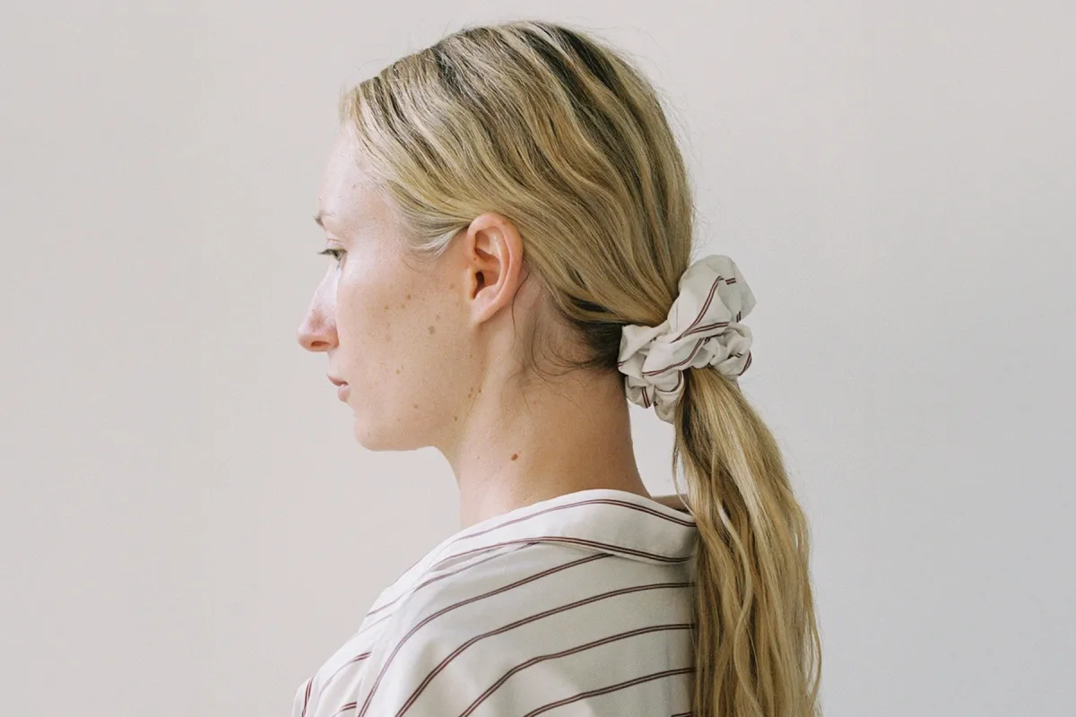 Stripe Poplin Scrunchie - Burgundy Stripe sold by Gil Rodriguez