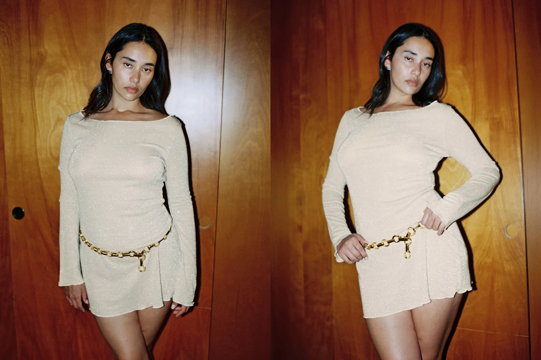 Shimmer Knit Elektra Dress - Champagne sold by Gil Rodriguez product image thumbnail 2