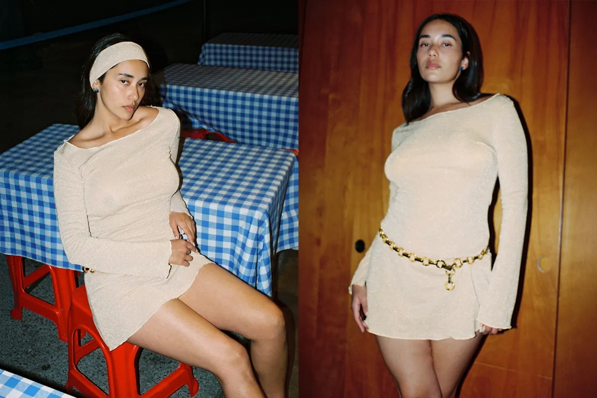 Shimmer Knit Elektra Dress - Champagne made by Gil Rodriguez