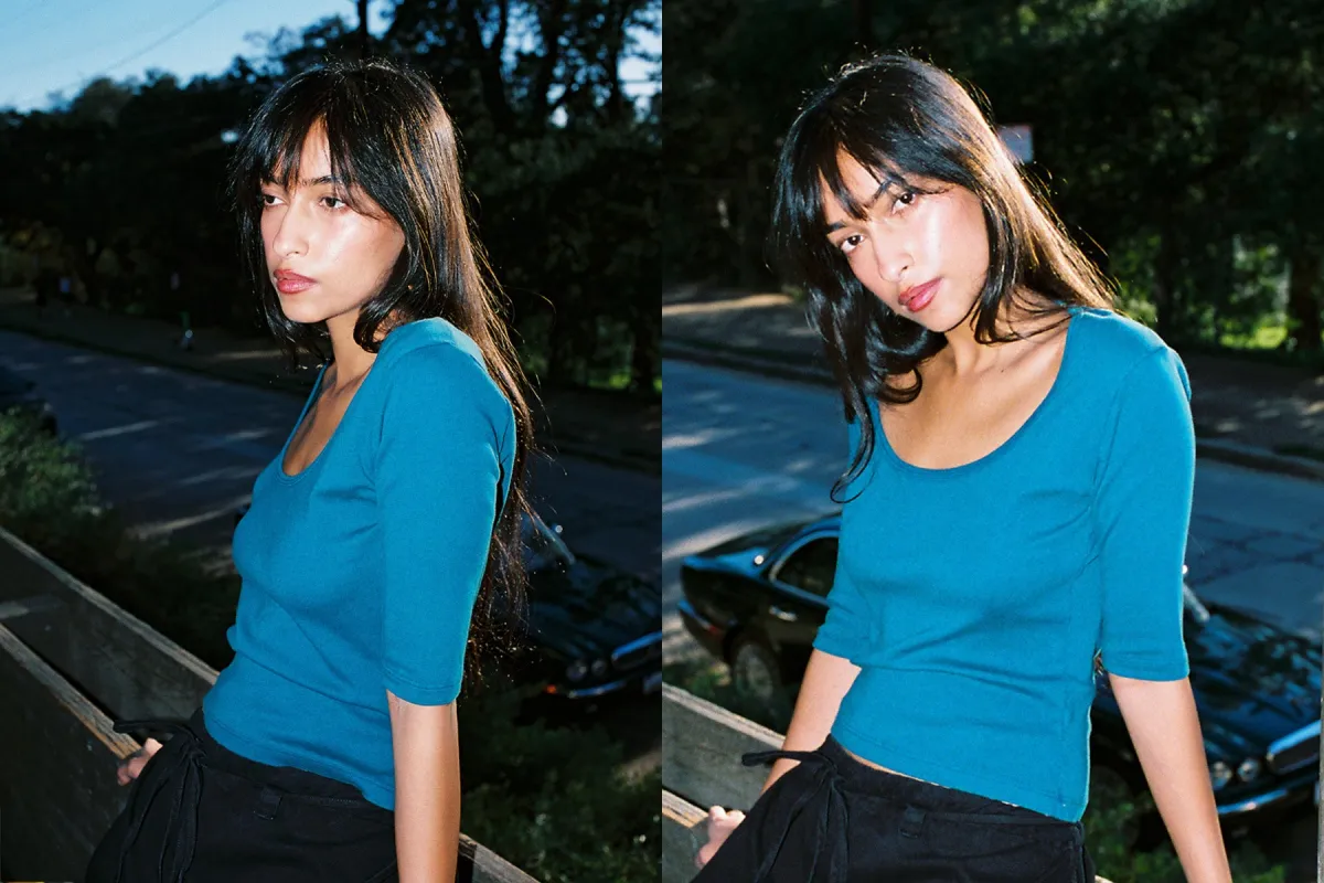 Celine Half-Sleeve Top - Dark Teal made by Gil Rodriguez