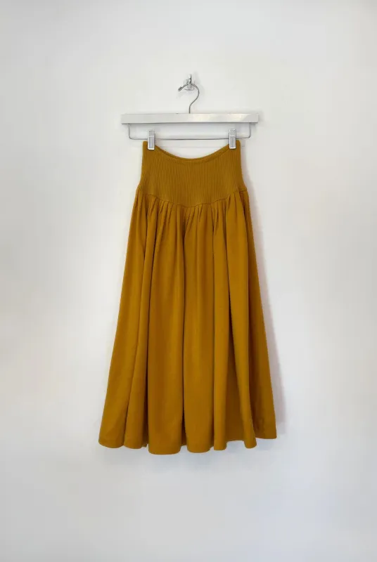 Norma Kamali Mustard Midi Skirt made by Gil Rodriguez