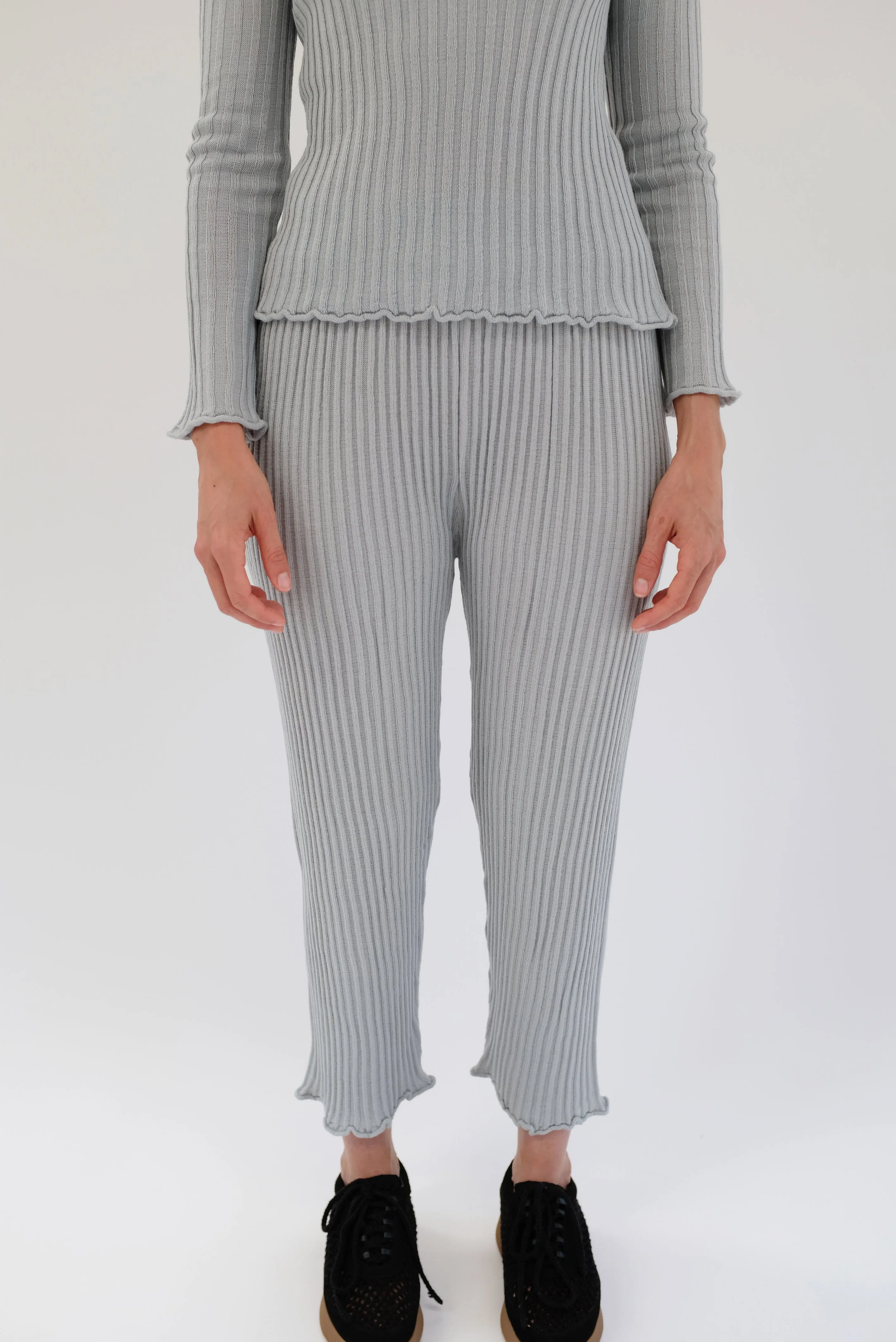 Beklina Merino Ribbed Joggers Cement sold by Beklina