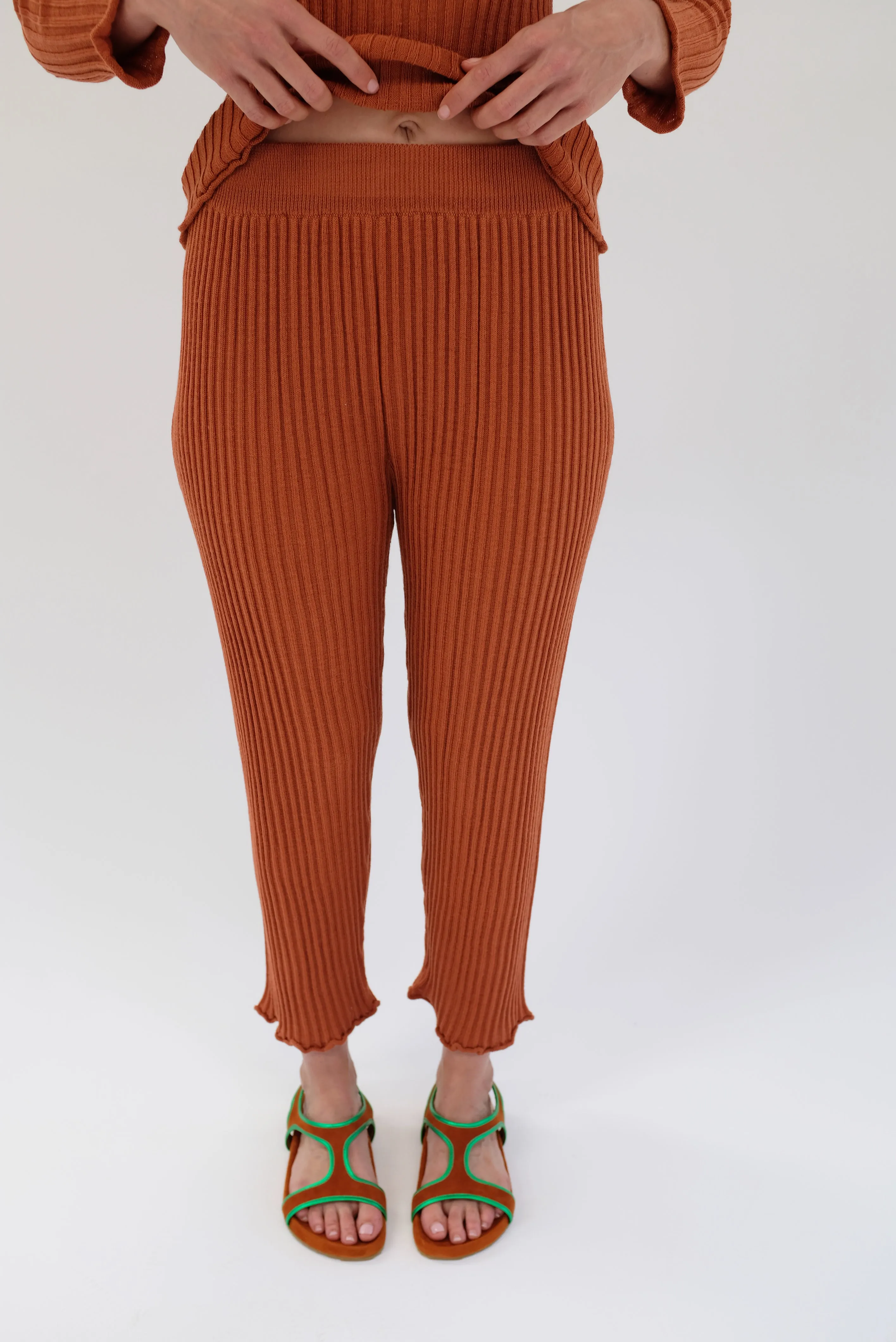 Beklina Merino Ribbed Joggers Terracotta sold by Beklina product image thumbnail 4