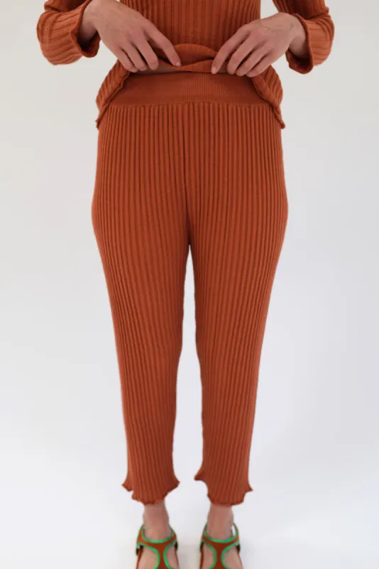 Beklina Merino Ribbed Joggers Terracotta sold by Beklina