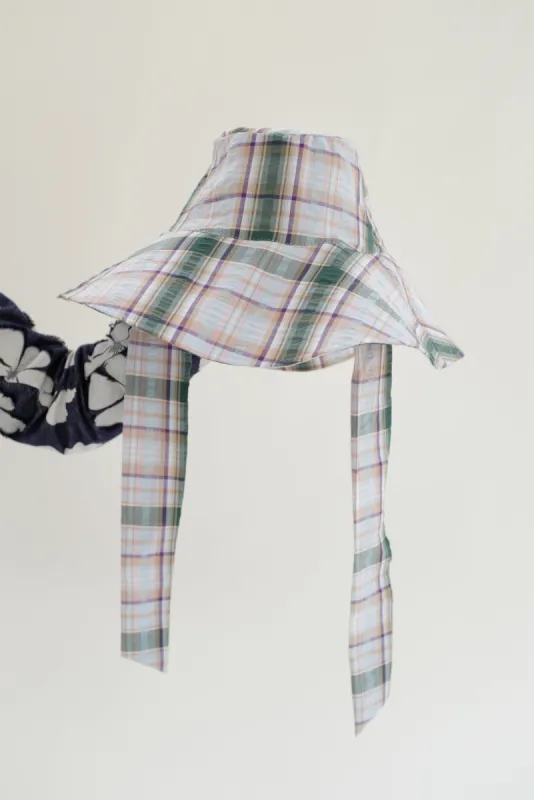 Beklina Tie Hat Plaid Lake made by Beklina