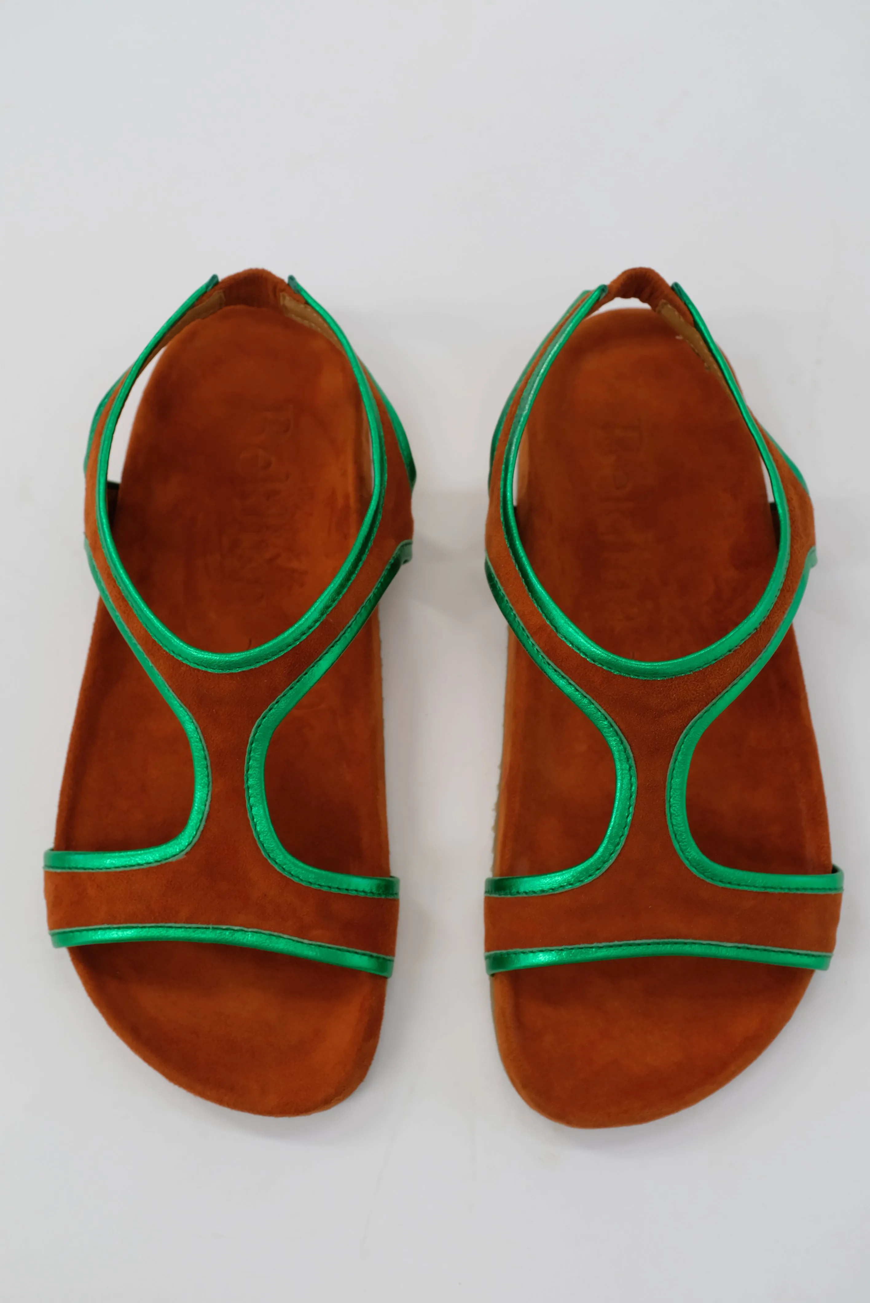 Beklina Gubi Sandal Suede Squash sold by Beklina