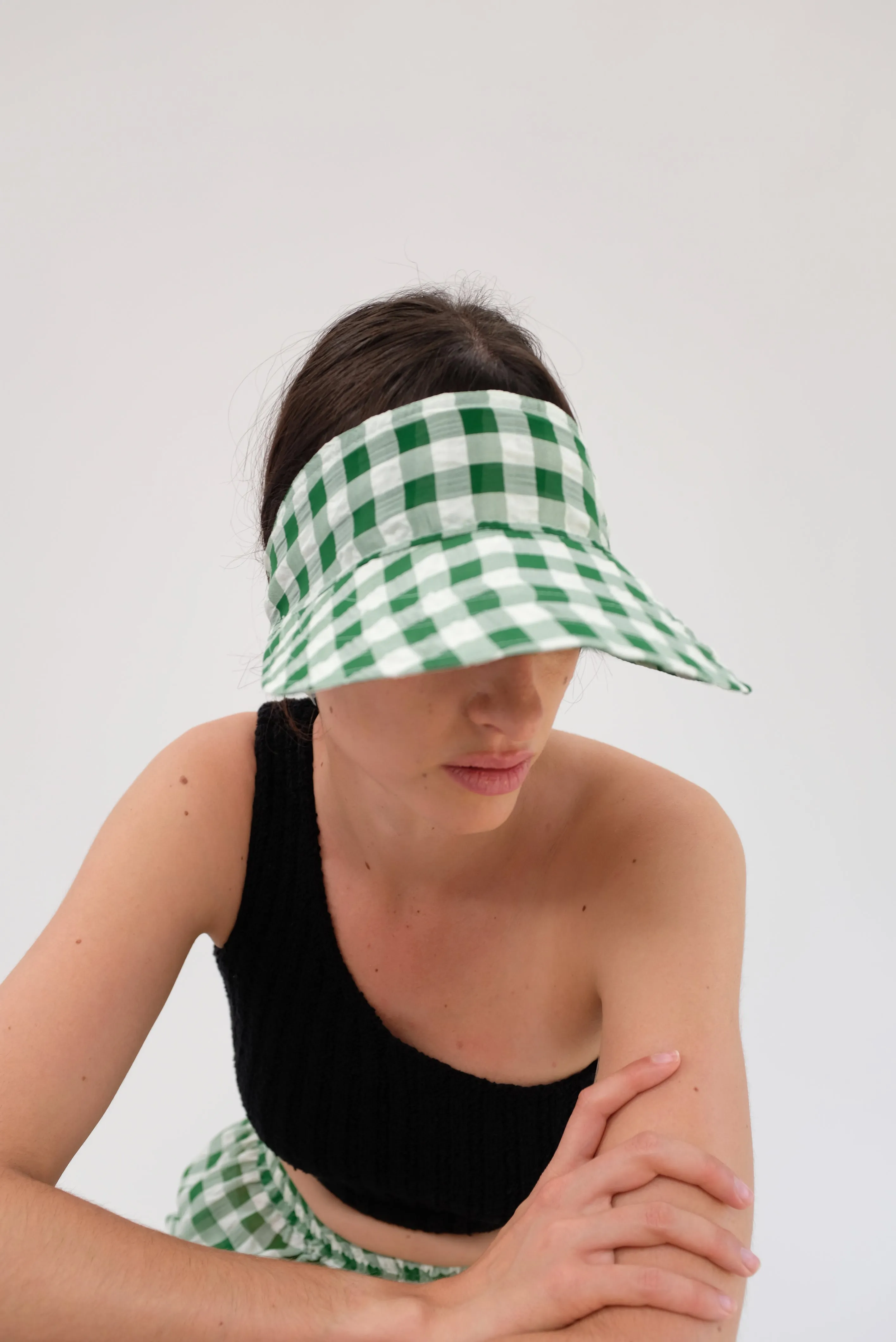 Beklina Tie Visor Spinach Gingham sold by Beklina