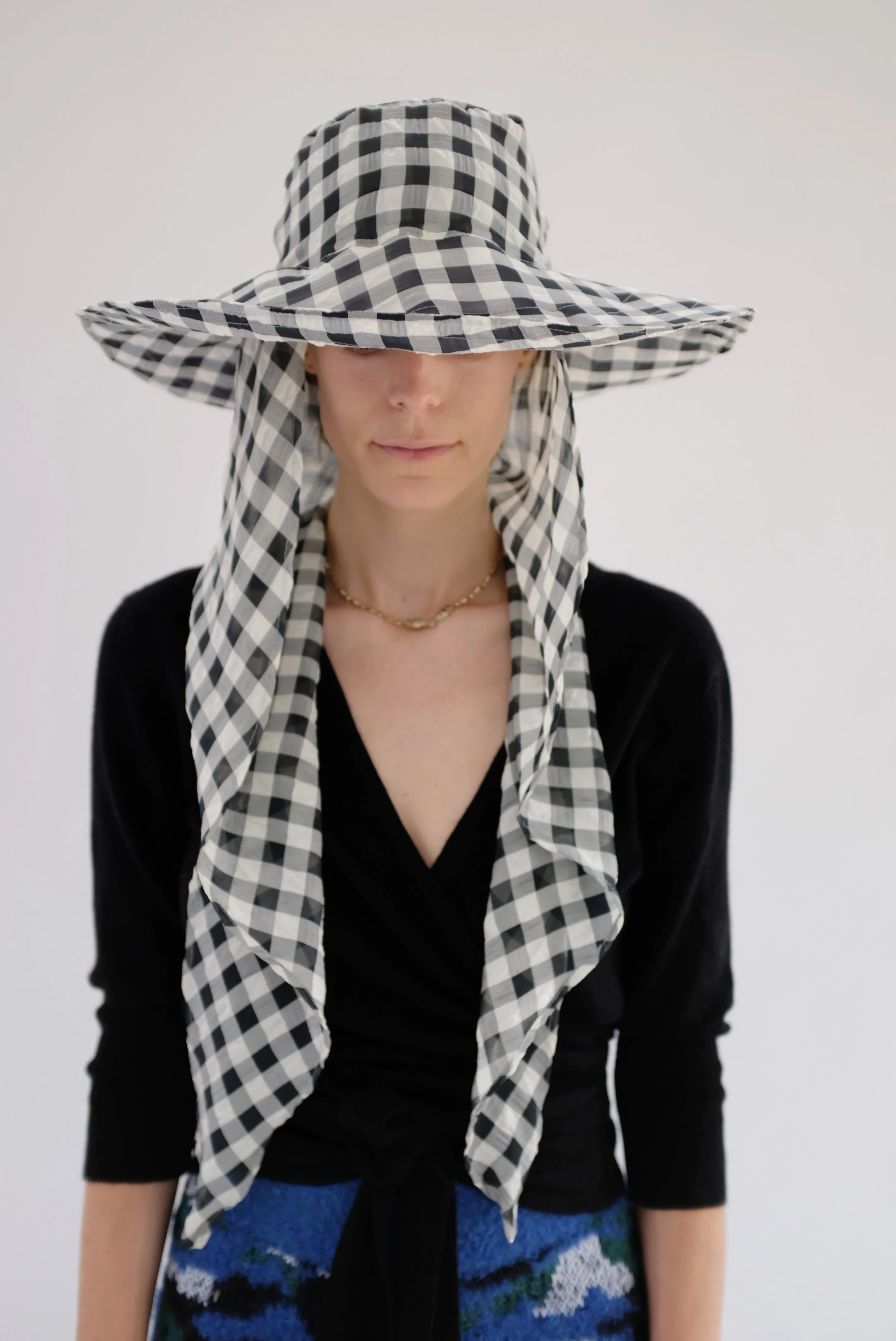Beklina Scarf Hat Black Gingham sold by Beklina