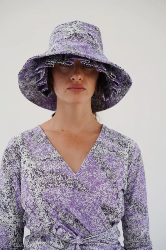 Beklina Layered Pleat Hat Splatter Purple sold by Beklina