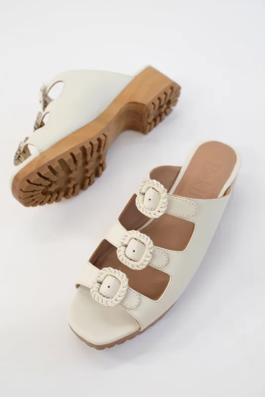 Beklina Buckle Clog Off White sold by Beklina