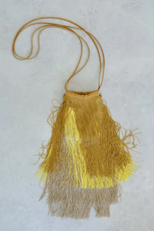 Rachel Comey Cherie Fringe Bag Beige Yellow sold by Beklina