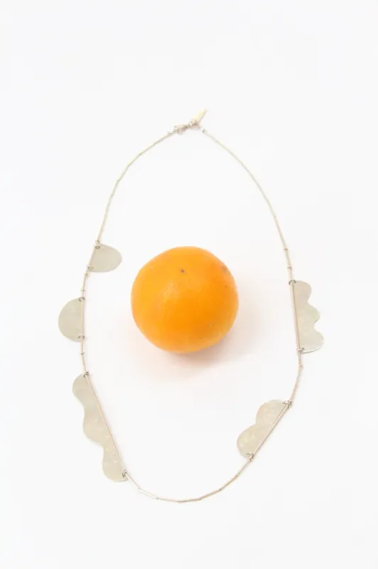 Annie Costello Brown Hammered Shapes Scallop Necklace Silver made by Beklina