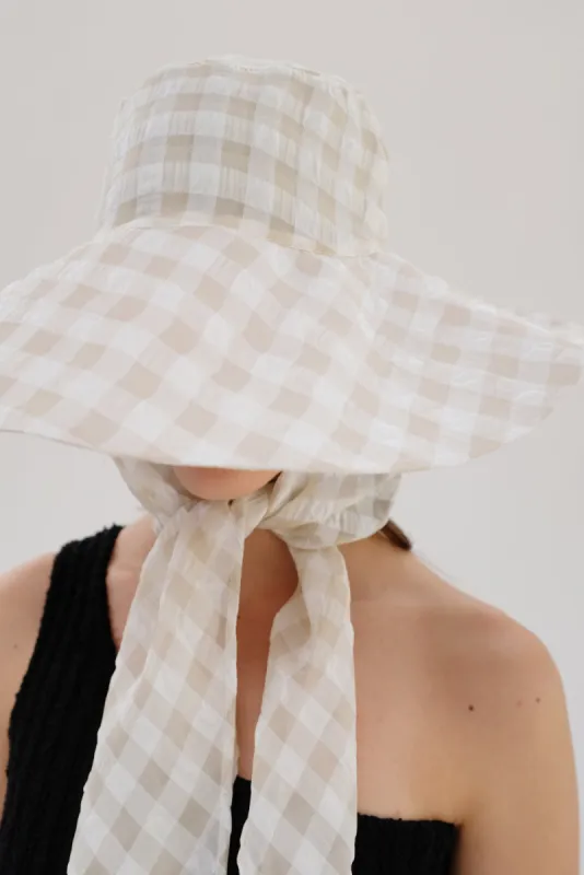 Beklina Scarf Hat Nut Gingham made by Beklina